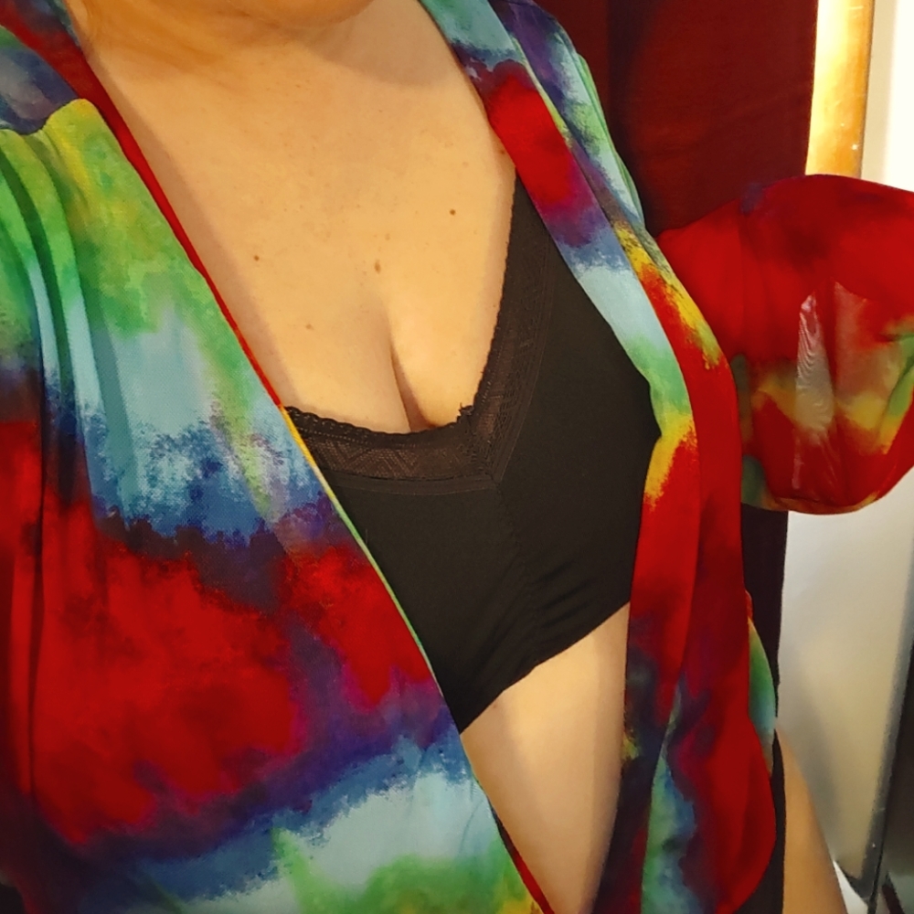 Colorful vibrant swim cover, perfect way to stand out. It's flowy and fun too.